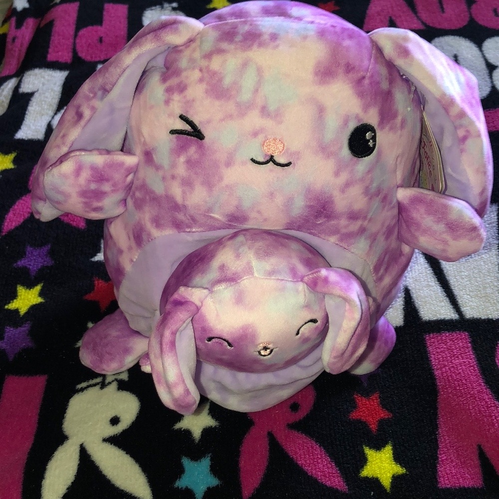 New Squishmallows Purple Tie-Dye Bunny Plush Stuffed Animal Cute Winking Rabbit